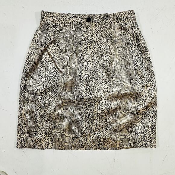 Vintage Rina Rossi Python Snake Print Satin Mini Skirt Size 6 Made in USA Y2K - Picture 9 of 10